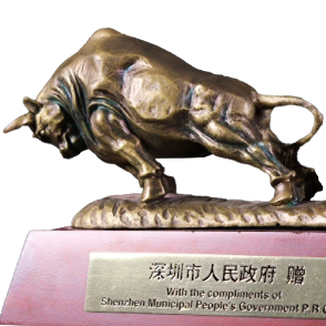 Close up view of Bull Statue