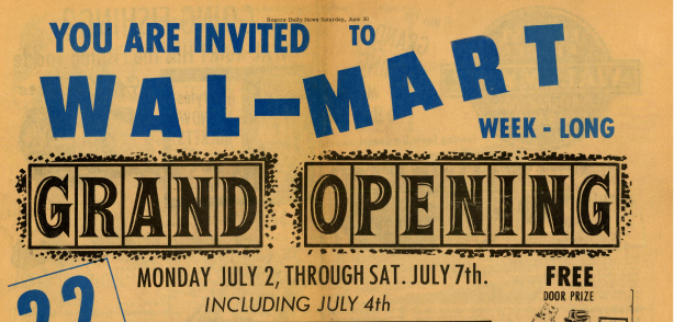 Close up of Walmart Grand Opening Advertisement