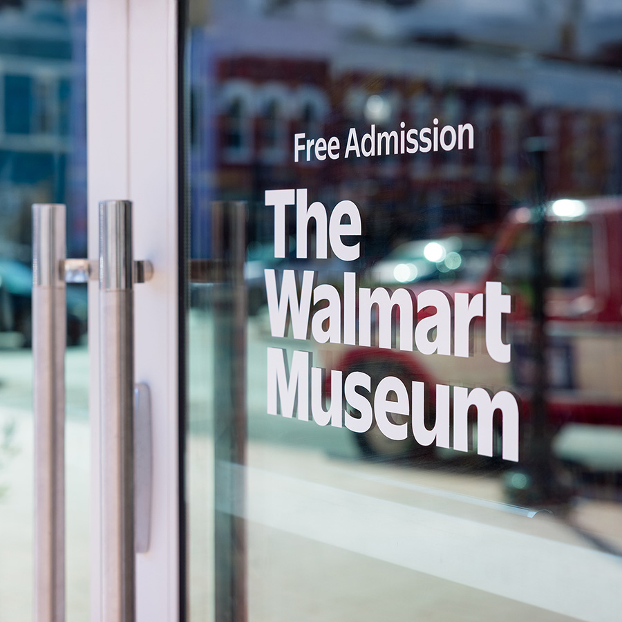 Close up view of front door of the Walmart Museum