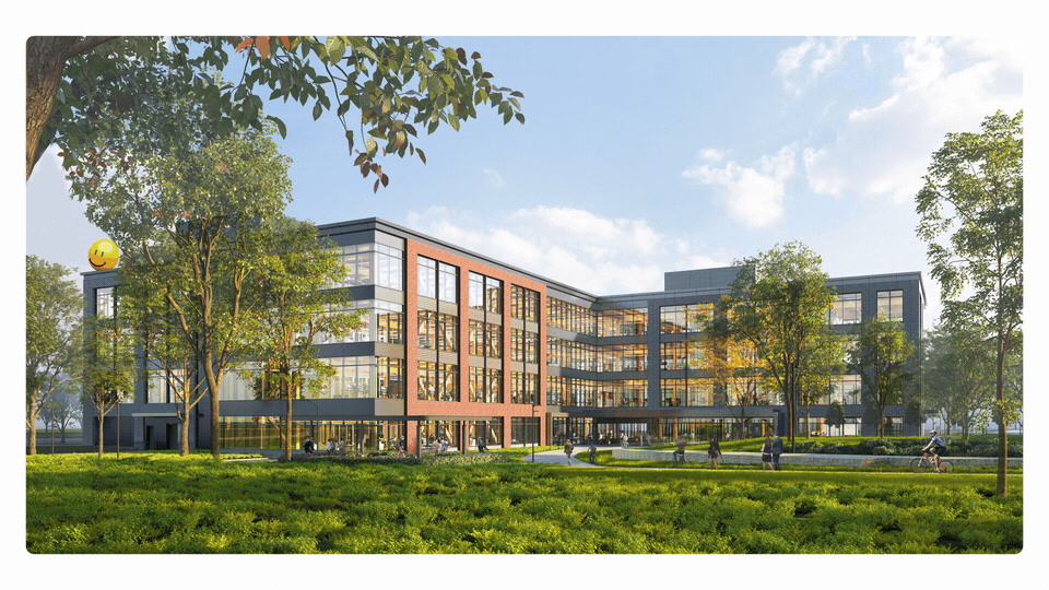 3 Image renderings of the the Walmart New Home Office slide rotating.