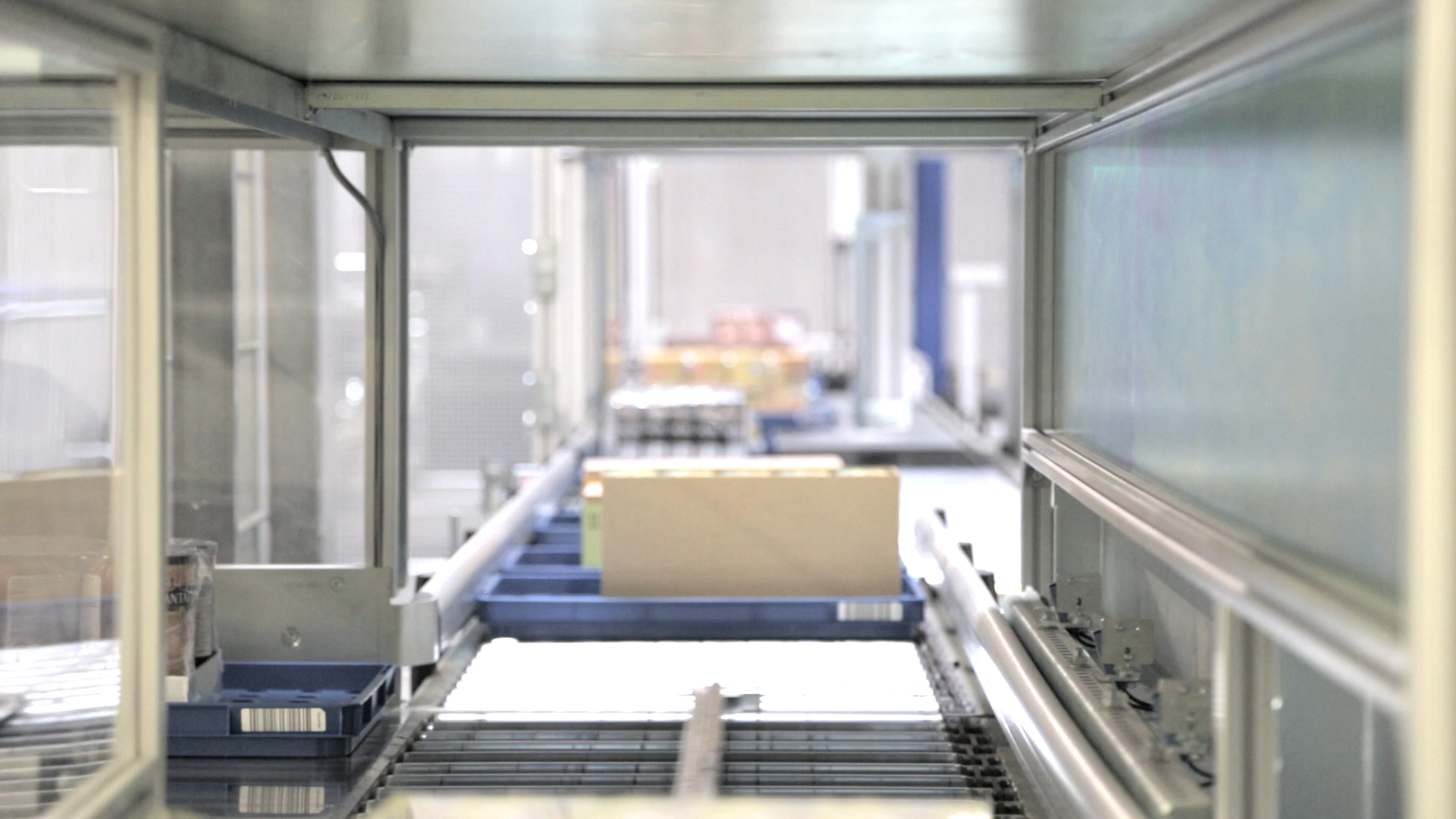 Products being sorted in a high-tech distribution center