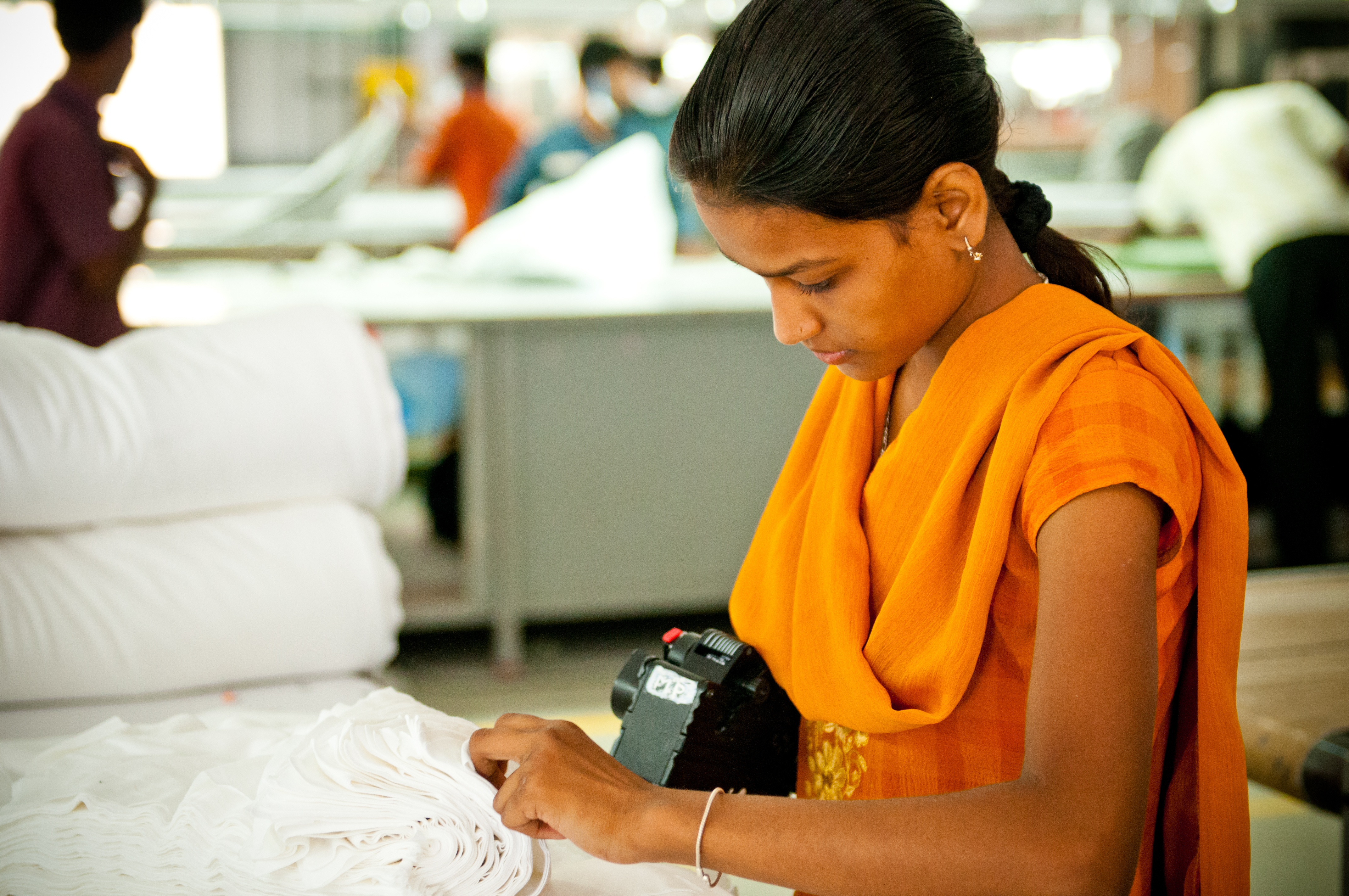 Woman scanning a fabric