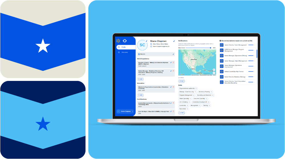 A laptop with a screenshot showing a career tool available to veterans.