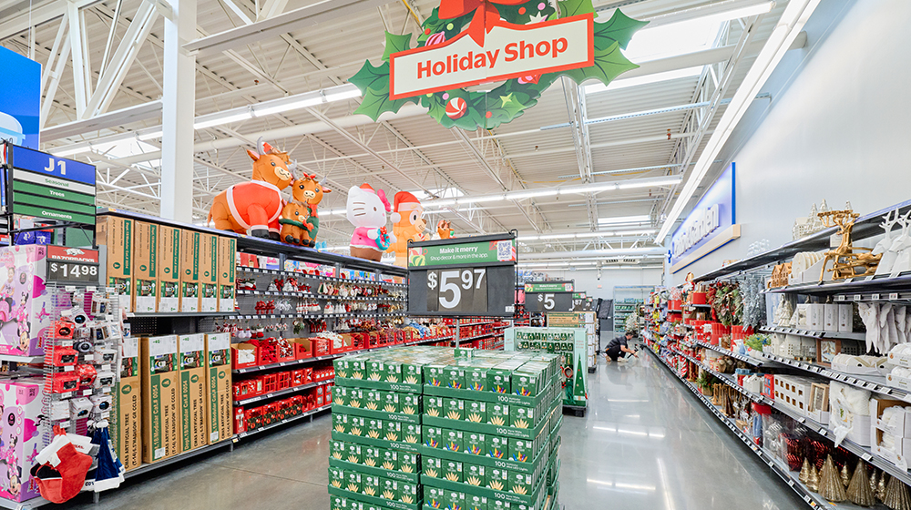 Holiday Shop aisle with festive decorations