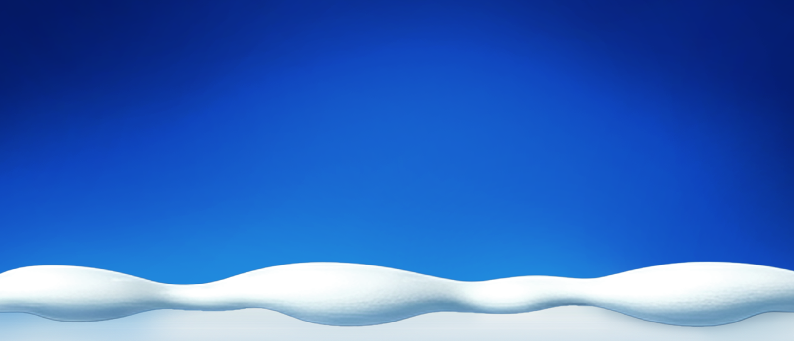An abstract depiction of a snowy landscape with smooth, undulating white snowdrifts in the foreground. The background features a vibrant blue gradient sky, creating a serene and minimalistic visual. 