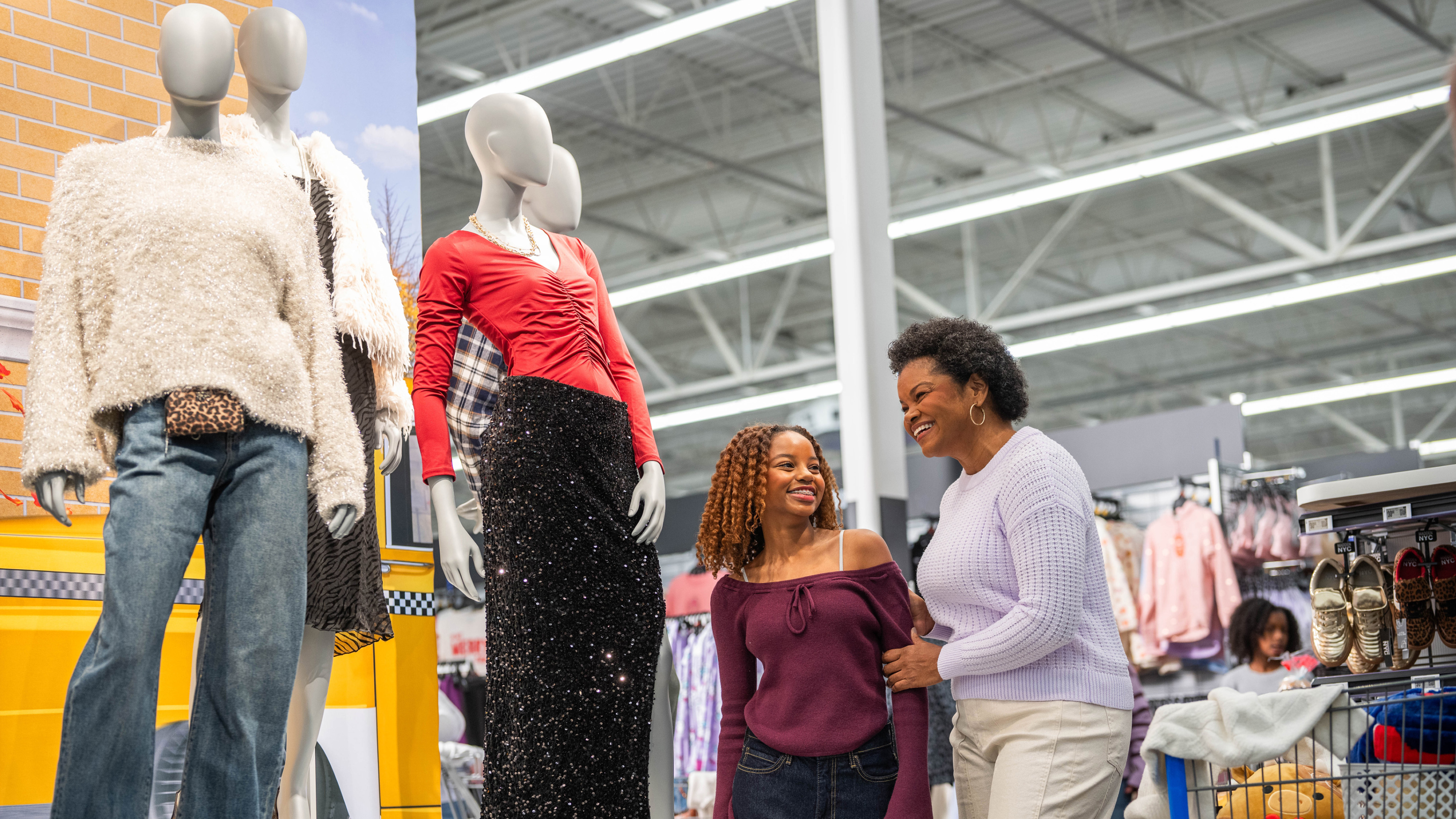 A Mother and Daughter Shop in Walmart's Apparel Section