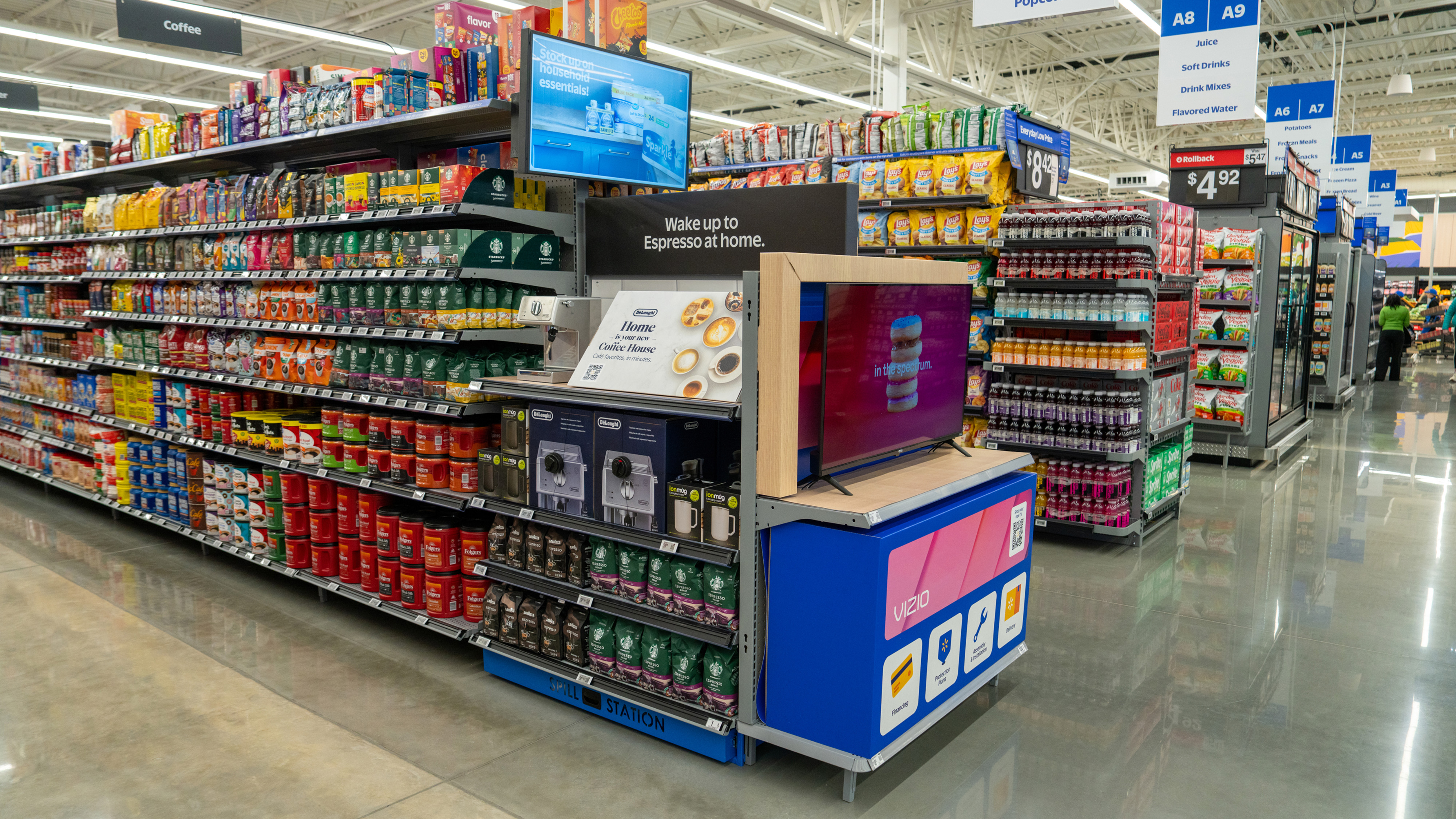 Walmart Coffee Aisle with Espresso Machine Display