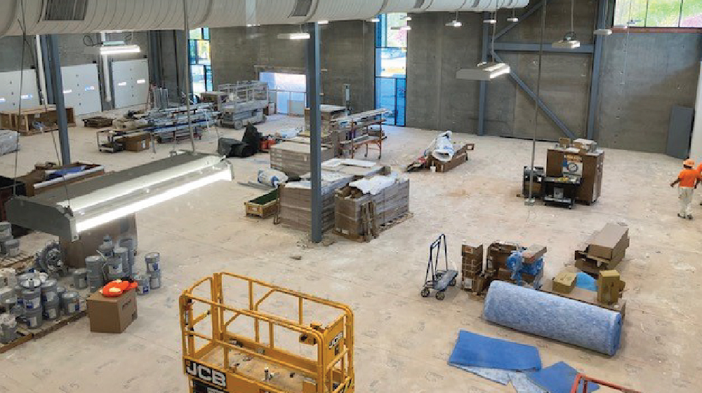 Interior of the Clubhouse under construction